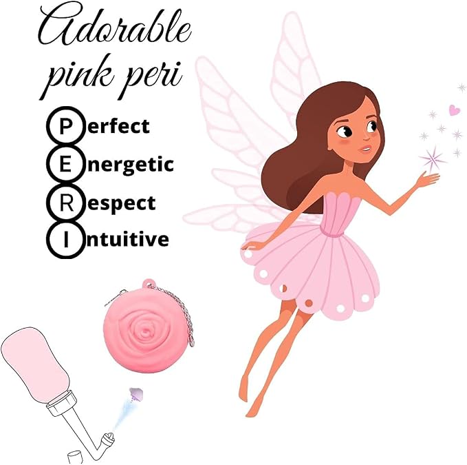 Adorable Pink Peri - Menstrual Period Cup Case Storage Bag | Rose Design + Silicon Material | Easy to carry, clean, and use | Metal Chain attached | Multi-use for small items (Cup not included) Pink