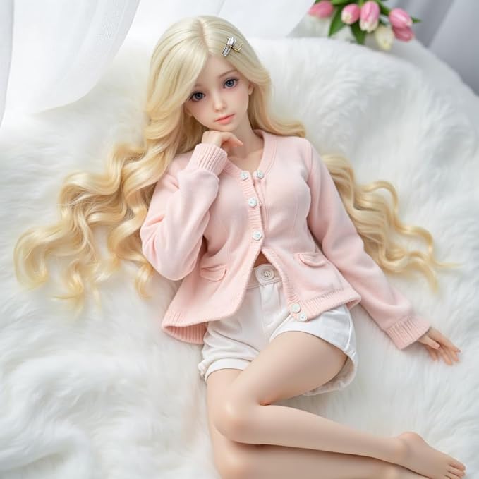 Silicone Seamless Female Action Figure, Flexible Female Figure 42.5 inches Suitable for Cosplay Doll/Photography/Art, TPE Body and Head, Including Random Hair and Clothes (Natural fair Skin 108cm)