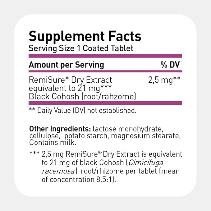 Remifemin Menopause Symptoms Relief - Clinically Proven Ingredients - Menopause Supplements - Black Cohosh - Estrogen-Free - Made in Germany - 60 Tablets