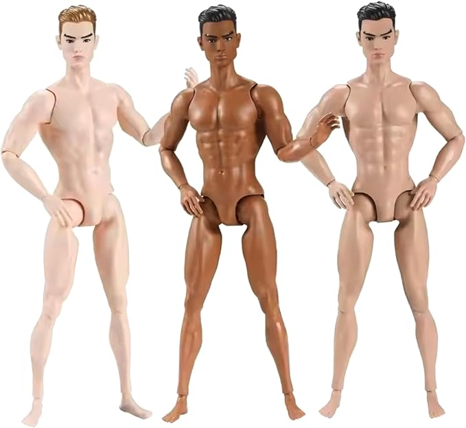 1/6 Scale Action Figure Multi Jointed Posable Male Muscular Action Figure Body with Head for Display Doll Collection, Beige