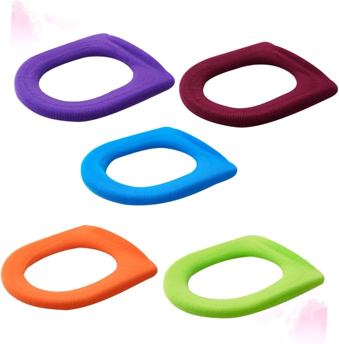 Gadpiparty 5pcs Colorful O-shaped Toilet Seat Pads Soft Toilet Cover Mats for Home Bathroom Comfortable Warm Design for Adults Expecting Mothers Random Colors