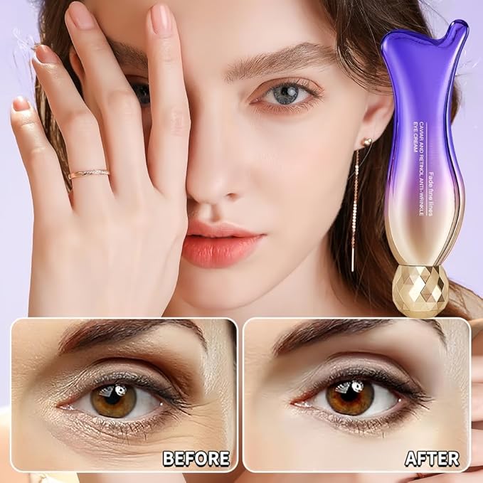 Eye Cream with 360° Massage Roller-Ball for Wrinkles Dark Circles, Puffiness, Fine Lines, Bags, Firming and Lifting, Instant Hydrating, Deep Moisturizing, for All Skin Types