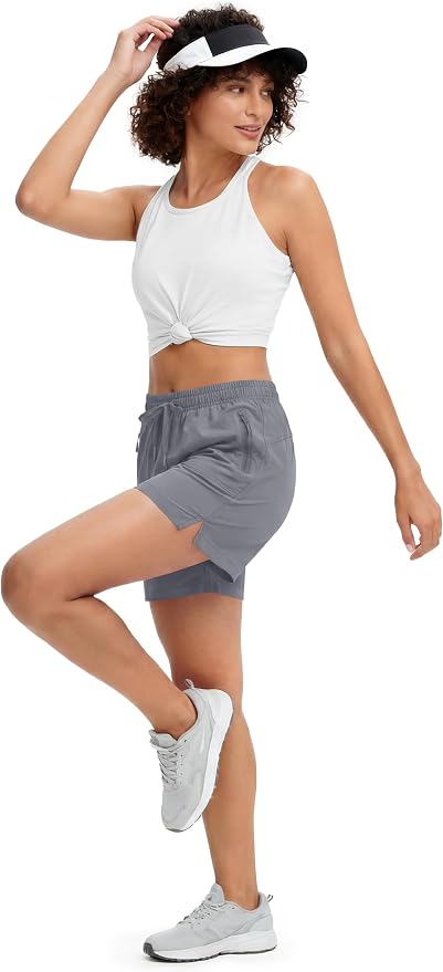 MAGCOMSEN Women's 5" Hiking Shorts UPF 50+ Quick Dry Lightweight Athletic Running Golf Summer Casual Shorts with Pockets