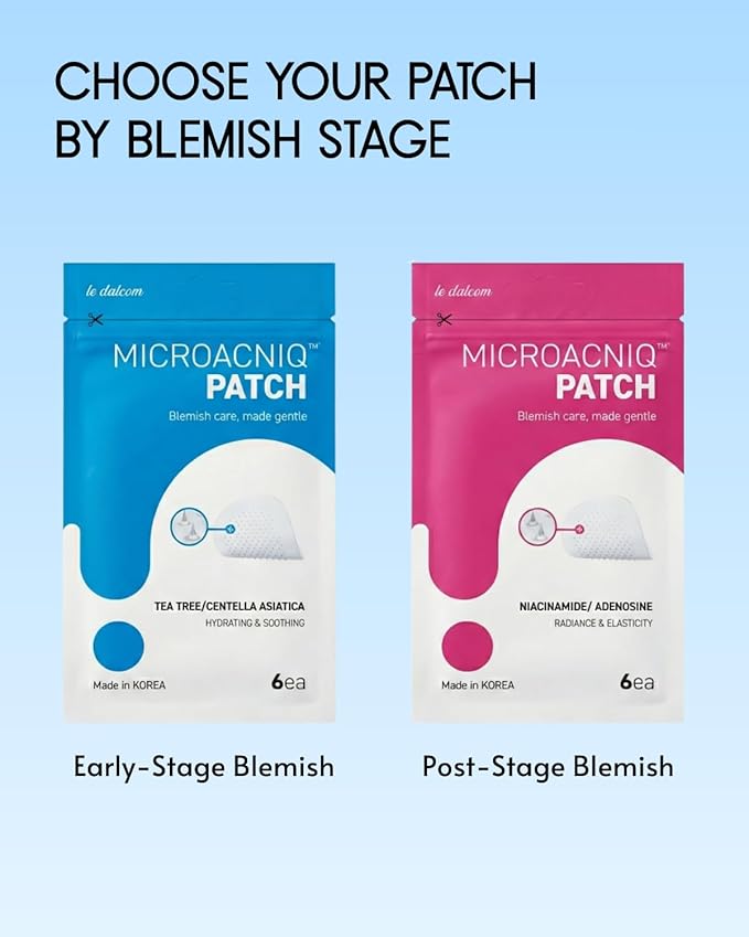 le dalcom Korean Micro-darts Patch, Early Stage Blemish Patches, Acne Care, Salicylic Acid, Tea Tree & Cica, Individual Blister Package (36 Patches)