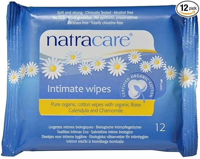 Natracare Organic Intimate Cotton Wipe - 12 Pack Value Size (144 Wipes Total) 12 Count