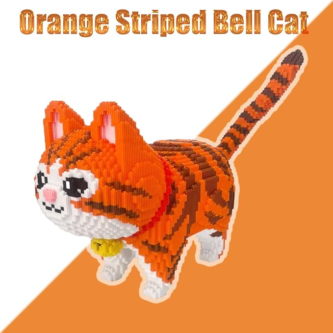 Animal Orange Striped Bell Cat Micro Building Blocks Set(8000PCS) Gift for Adult and Kid