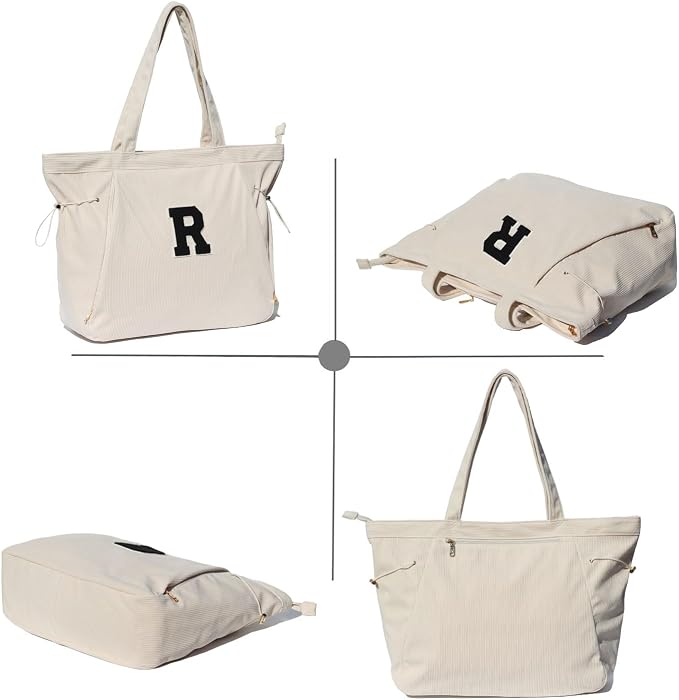 ESVAN Corduroy Yoga Tote Bag Gifts for Women Drawstring Yoga Mat Bag for Office Workout Travel Carryall Pilates Gym