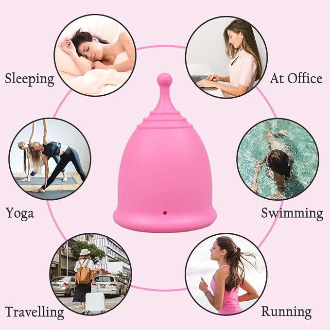 SHORDY Menstrual Cups - Large Reusable Period Cup for Women (Pink) | High capacity, 100% medical grade silicone, 12 hr comfort, Disc Tampon alternative, Copa menstrual para mujer