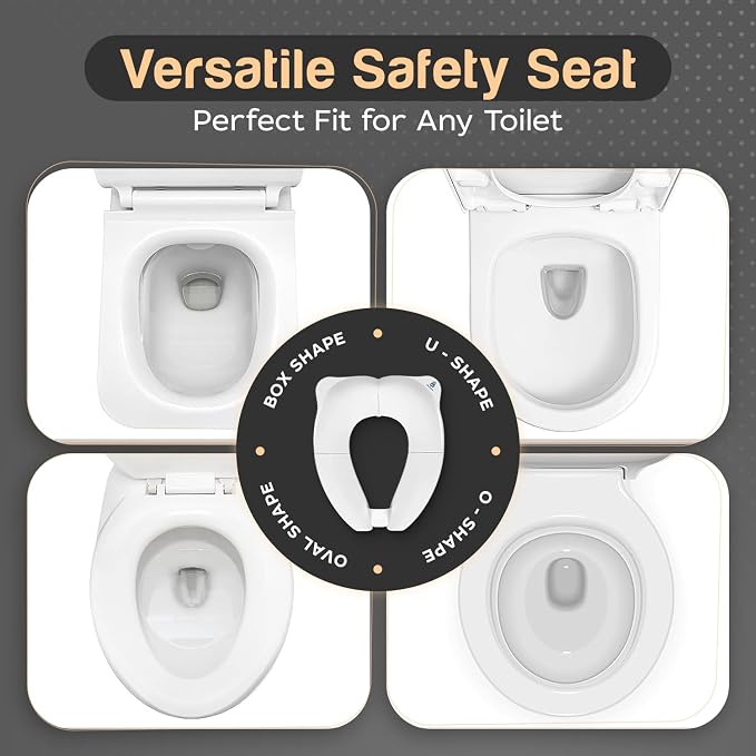 Baby Proof Me Travel Potty Training Seat for Toddlers Boys and Girls – ABS Plastic Foldable, Non-Slip Suction Cups, Fits Round & Oval Toilets, Portable Toilet Seat for Kids, Includes Free Travel Bag