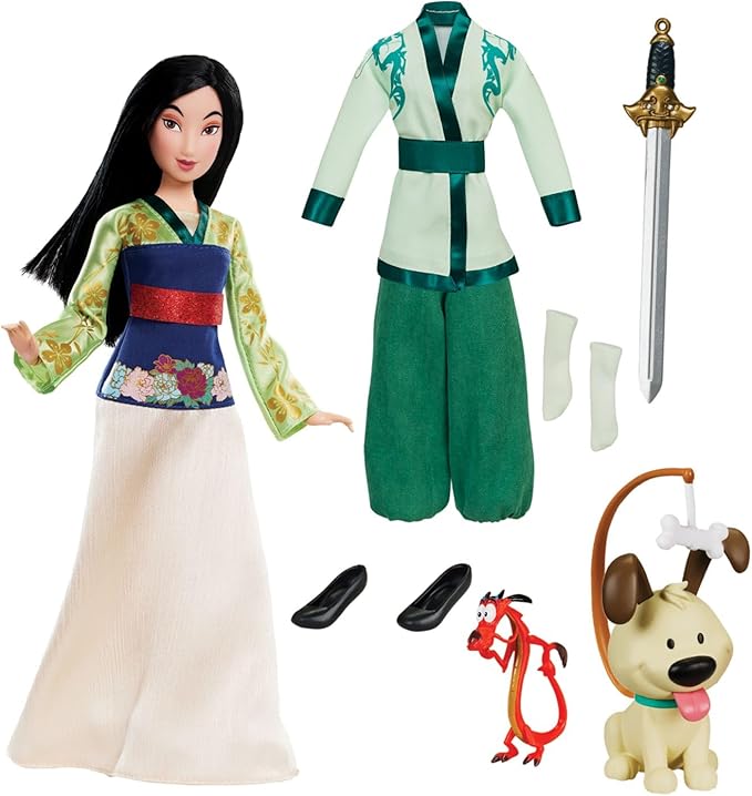 Disney Store Girl's Mulan Story Doll, Mulan, 11 Inches, Fully Posable Toy in Glittering Outfit - Suitable for Ages 3+ Toy Figure, Gifts, New for 2023?