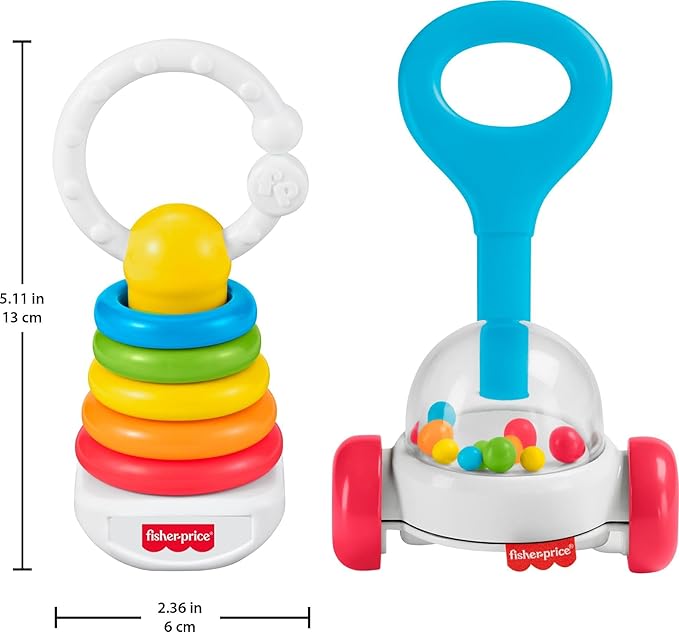 Fisher-Price Baby Toys Newborn Classics-Pack of Rattle Teether & Sensory Activities for Developmental Play Ages 0+ Months