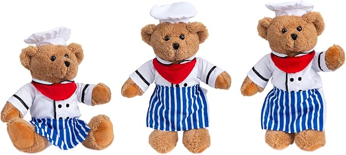 HollyHOME Chef Stuffed Animal Teddy Bear Soft Plush Toy with Chef Uniform Unique Toy Gifts for Kids and Chefs Holiday Birthday Valentine 16 inche