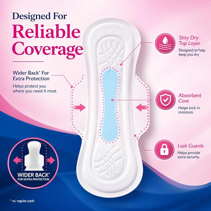 Feminine Maxi Pads, Super Absorbency, 48 Count