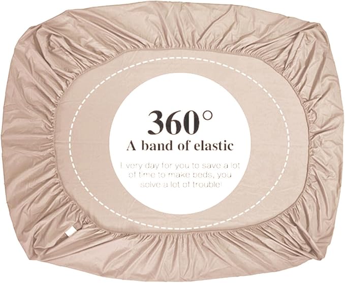NHNHN Fitted Sheet-Deep Pockets-Soft Microfiber-Easy Care-Shrinkage and Fade Resistant-Fitted Sheets Twin Size for Girl Woman Teens Kids-Only 1 Fitted Sheet Twin Beige