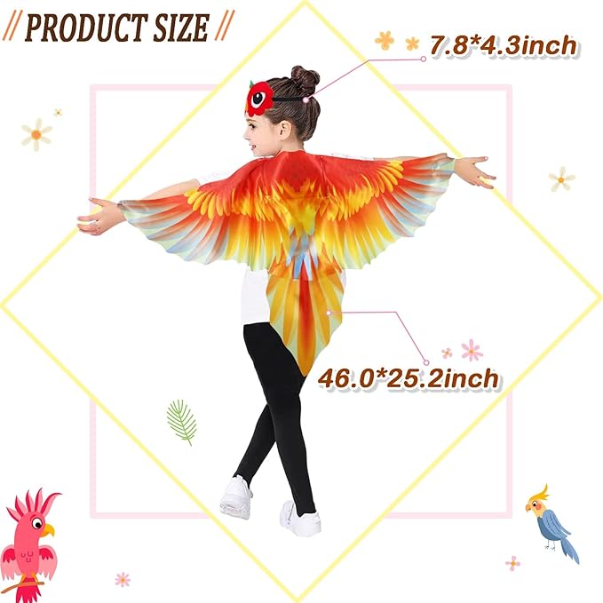 Bird-Wings Parrot Eagle Costume for Kids Headbands as Toddler Boys Dress-Up Jungle Animal Toys Party Favors Gifts