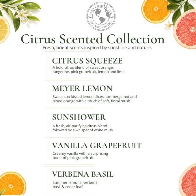 Eco Candle Co. Vanilla Grapefruit Tea Light Candles, 10-Pack, 9 Hr Burn Time