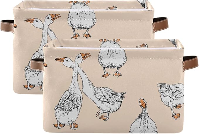 Aslsiy Storage Basket Funny Geese Nursery Bins Apricot Baby Box Canvas Clothes Shelf Basket Laundry Hamper Gift Basket for Home Closet 1 Pcs