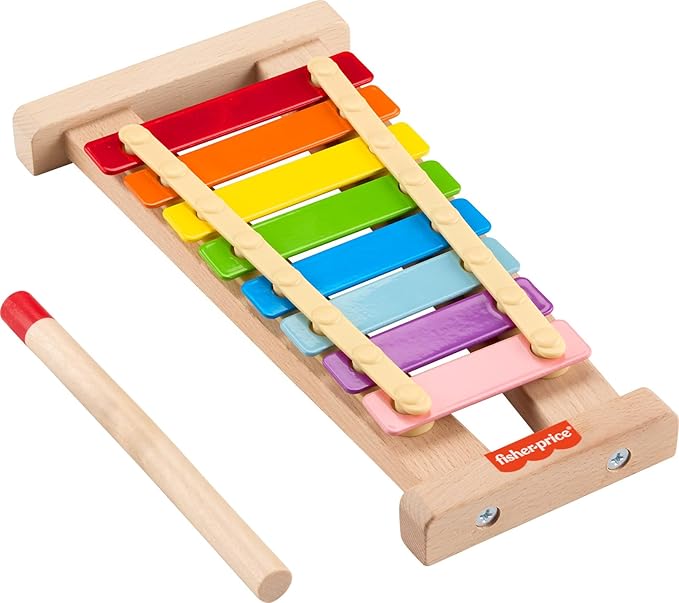 Fisher-Price Wood Toddler Toy Xylophone, Wooden Musical Instrument for Developmental Play Preschool Kids Ages 2+ Years