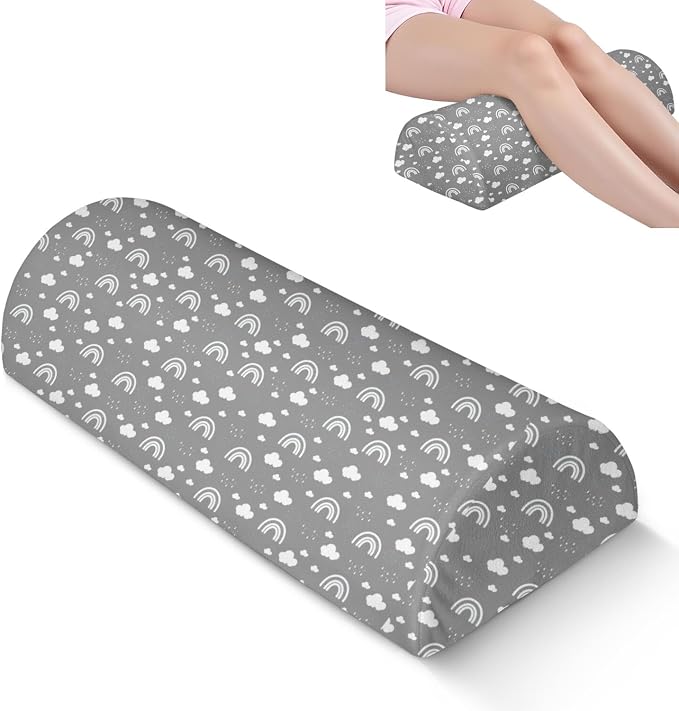 Knee Pillow for Back Sleeping – Half Moon Bolster Pillow for Under Knee While Sleeping Support, Leg & Back Pain Relief (21.5x9x5 Inches)