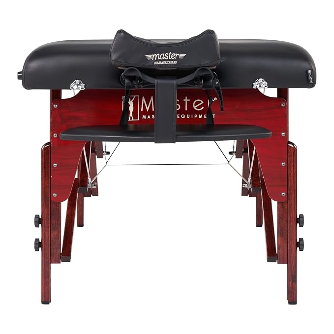 Master Massage 31" Extra Wide Montclair Pro Memory Foam Portable Massage Table Package in Black with Reiki and Ambient Lighting System