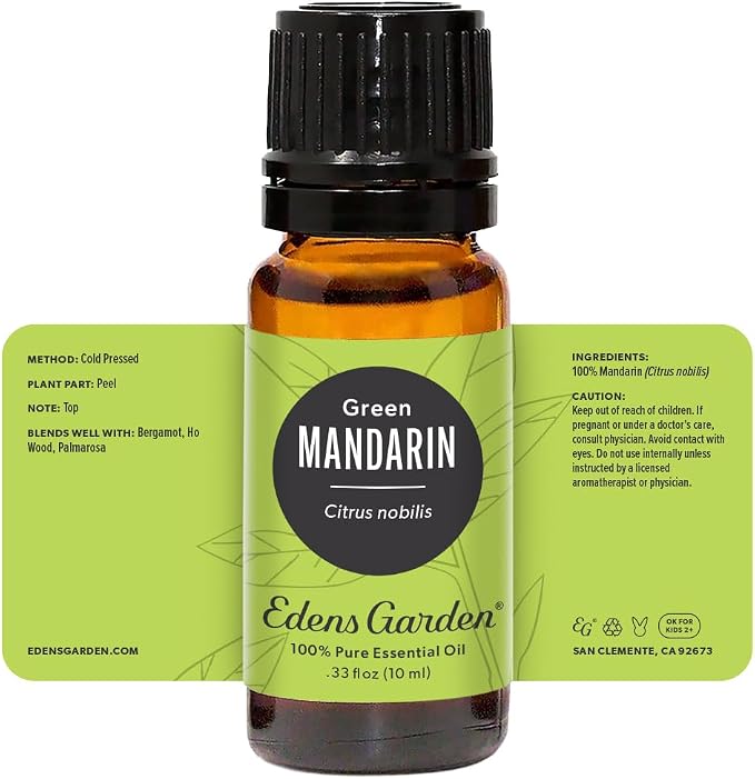 Edens Garden Mandarin- Green Essential Oil- 100% Pure Premium Grade, Undiluted, Natural, Therapeutic, Aromatherapy, The Best for Diffuser, Candle, Humidifiers, Kid Safe 10 ml (.33 fl oz)