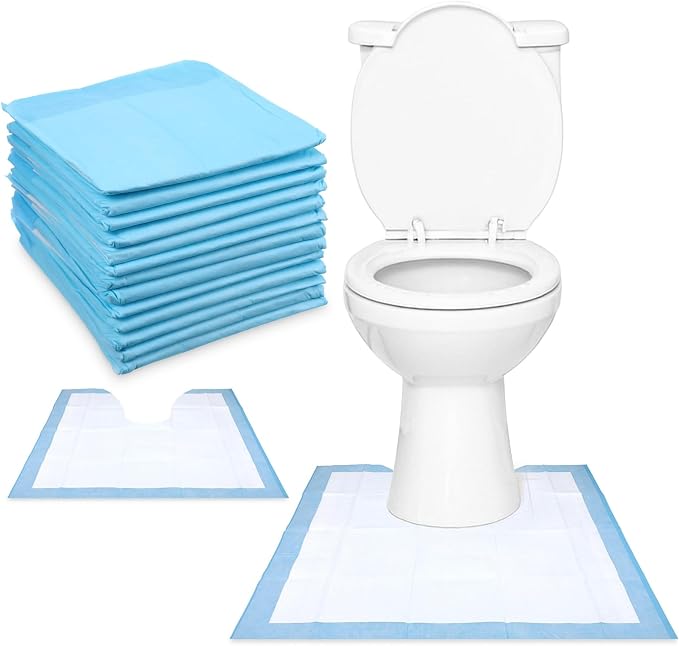 25 Pack Disposable Toilet Mats,Absorbent Toilets Floor Protector from Urine,U-Shape Disposable Toilet Training Rug,Waterproof Toilets Commode Mat for Children Adult