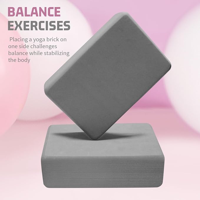 Yoga Blocks 2 Pack 3x6x9IN Foam Block Supportive Latex-Free with Rounded Edges, Non-Slip Exercise Blocks for Pilates, Meditation, Balance, Stretching and Deep Poses