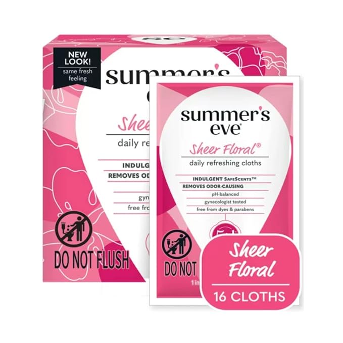 Summer's Eve Eve Cleansing Cloths for Sensitive Skin, Sheer Floral 16 ea (Pack of 4)