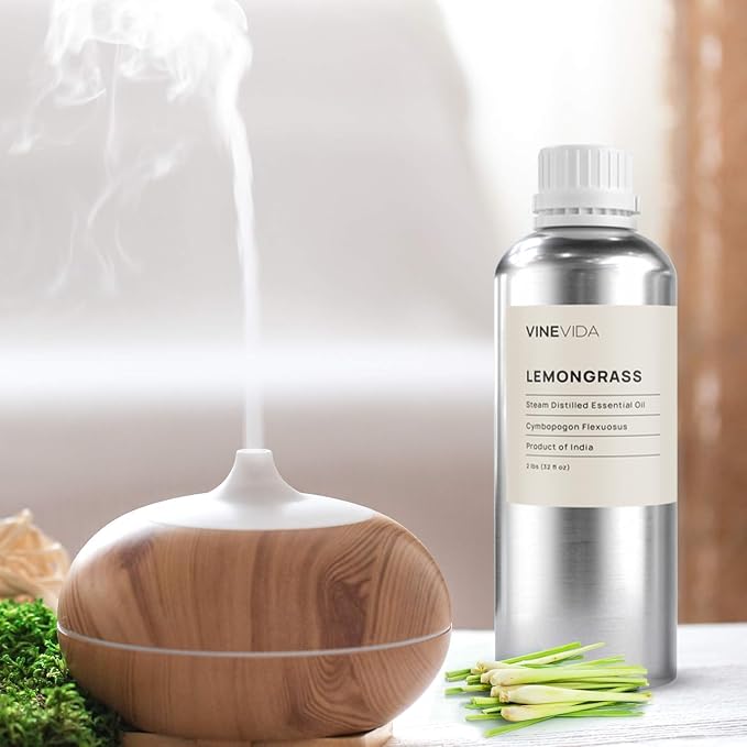 VINEVIDA Lemongrass Essential Oil - 32 oz - Undiluted - DIY Candle Scents - Bulk for Soap Making