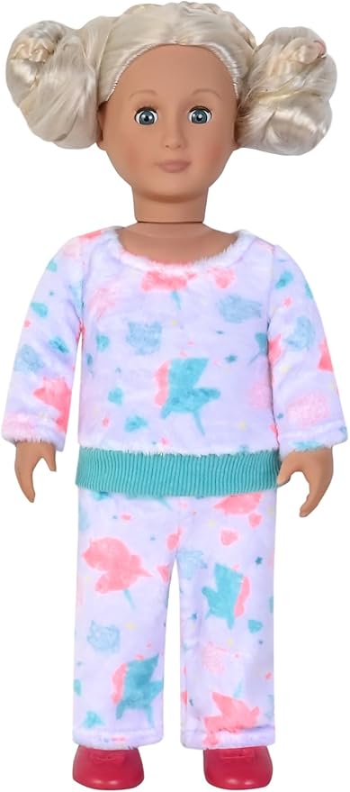 QPANCY Matching Doll & Girls Fleece Pjs Set kids Fall Winter Long Sleeve Sleepwear 2 Piece Pajamas