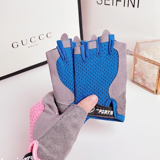 Kids Fingerless Cycling Gloves Non-Slip Bike Gloves for Youth Girls Boys 3-14T, Breathable Gloves for Skating Scooter