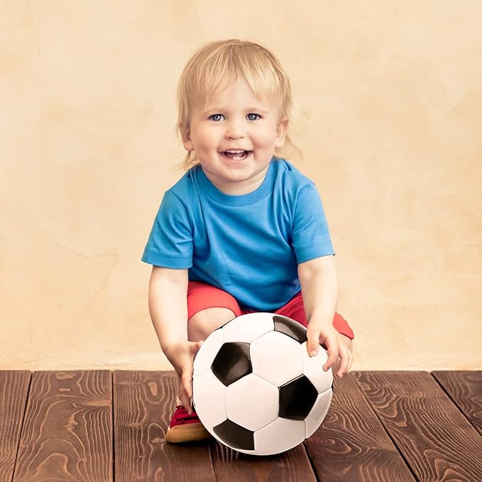 INPODAK Toddler Soccer Ball Size 3 Black and White Classic Balls for Kids 2-8 with Pump, Mesh Bag and Gift Box for Birthdays, Christmas, and Parties