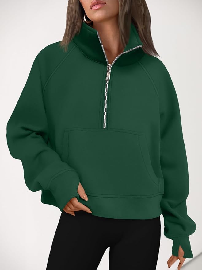AUTOMET Womens Sweatshirts Half Zip Fleece Pullover Fall Outfits | Fall Fashion Clothes 2026,Cropped Sweatshirts,Cute Y2k Tops,Quarter Zipper Sweater,Winter Loungwear Outfits
