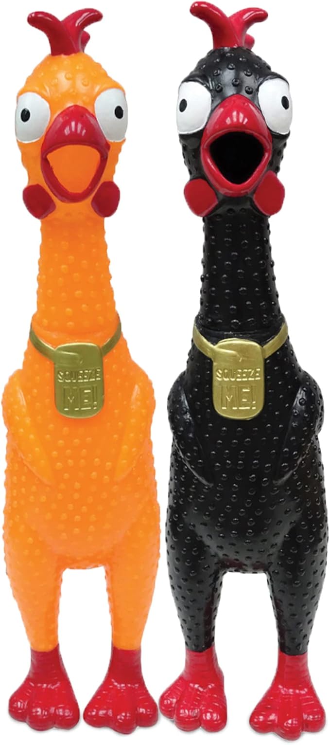 Animolds Squeeze Me Rubber Chicken Toy | Screaming Squeaky Chicken for Kids & Dogs | Novelty Prank Gag Gift (1 Pack Solid)