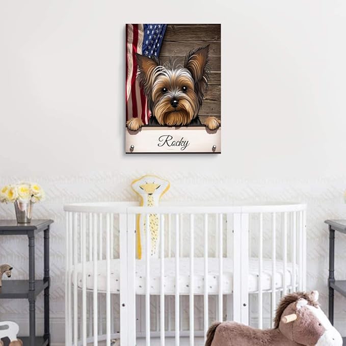 Custom Wooden Jigsaw Puzzles with Your Dog's Name on Yorkshire Terrier Art Print - 300 500 1000PCS Puzzles Game and Home Wall Decor