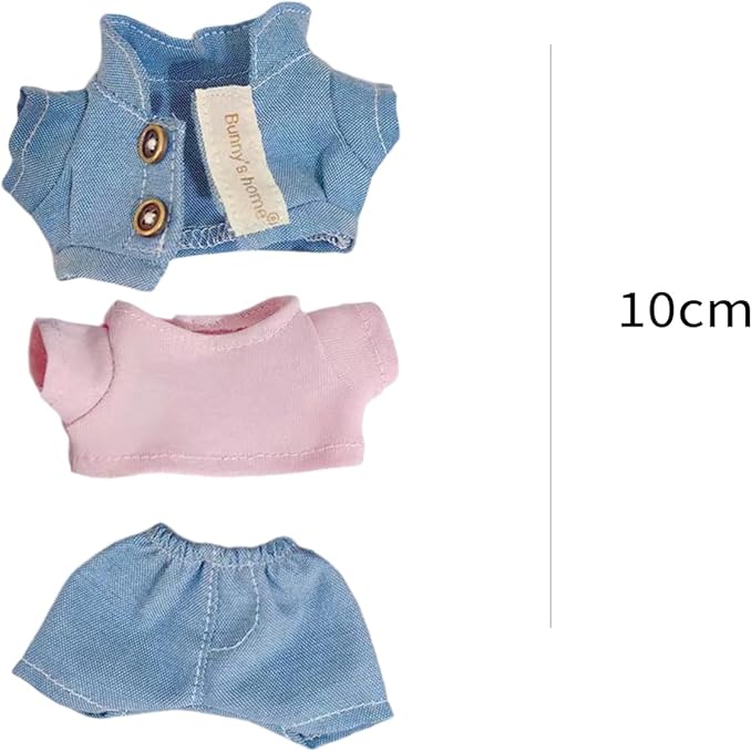CALEMBOU Plush Doll Clothes, Cute Plush Dolll Clothes Suit for 6 Inches 10cm Plush Doll, Kawaii Doll Clothes Accessories Set for Birthday Gifts (Light Blue Cardigan Dress Set)