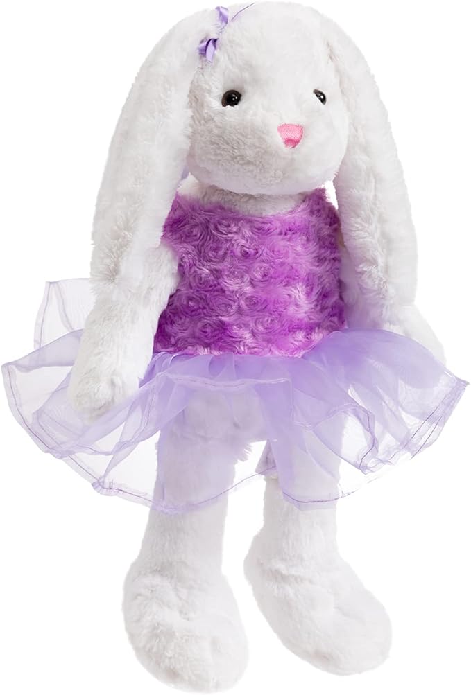 Ballet Bunny Stuffed Animal White Rabbit in Gauzy Dress Cute Easter Bunny Doll for Kids 21 inches Purple