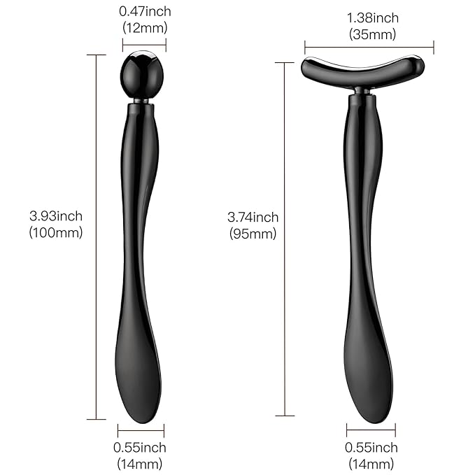 LISAPACK 2PCS Metal Eye Cream Applicator Wand Stick, Massager Tool for Facial Massage, Reduce Puffiness (Champagne)
