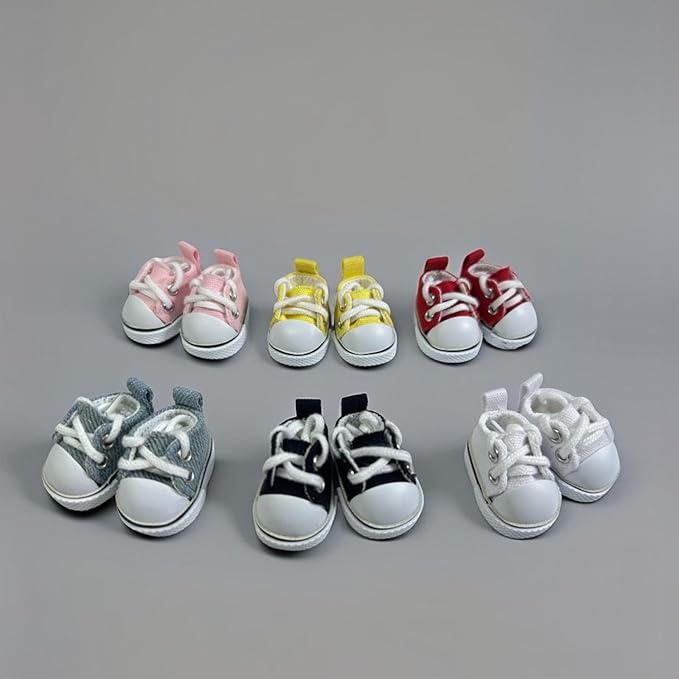 2 Pairs 17cm Doll Shoes, Lace-Up Canvas Sneakers Mini Shoes for 17cm Dolls, Fingerboard Shoes, Mini Finger Shoes, Clothing Accessory for 6.7in Dolls (Blue & White)