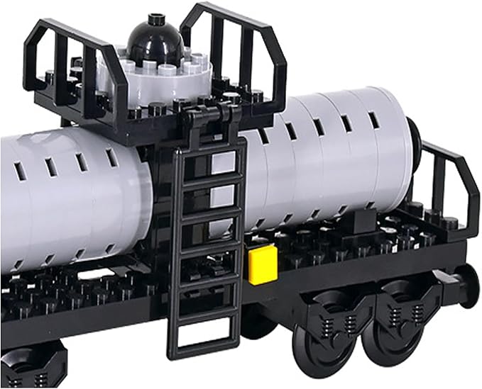 Freight Train Cars Building Block Set,Tanker Truck DIY Building Model, Compatible with Railway Track Building Accessories,Top Present for Boys and Girls (Tank Truck)