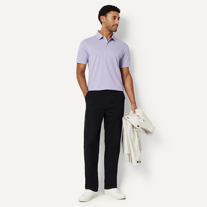 Amazon Essentials Men's Moisture Wicking Golf Polo Shirt, Short Sleeve, Slim-Fit, Quick-Dry, Active Wear