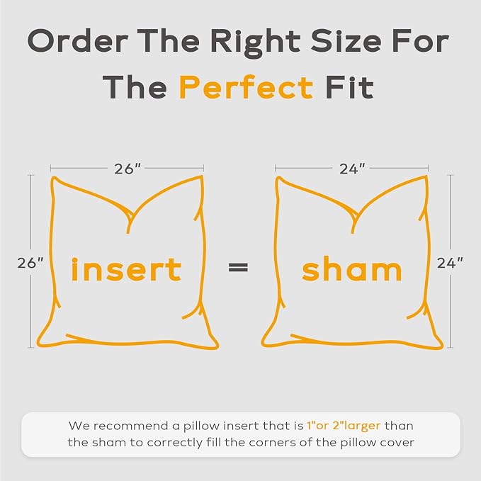 SAVORI Set of 2 Down and Feather Throw Pillow Inserts 26x26 Soft Fluffy Pillow Inserts with 100% Down-Proof Cotton Cover, Decorative Square Cushion Inner for Sofa Couch Bed-White