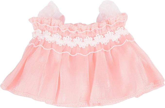 3-Piece Set 17cm Doll Clothes Handmade Doll Outfit,Pink Dress Set Fairy Dress with Pearls and Beach hat Premium Fashion Dresses with Accessories (NO Doll)