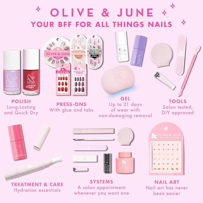 Olive & June Long Lasting Nail Polish | Spring Pastel Nails | Gel-Like Finish No Lamp Needed | Lasts up to 10 days | Salon-Quality 15-Free Vegan & Cruelty-Free Chip-Resistant | Perfect Pinwheel Coral