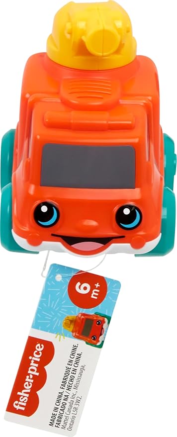 Fisher-Price Baby Toy Chime & Ride Fire Truck Push-Along Vehicle with Fine Motor Activities for Infants Ages 6+ Months