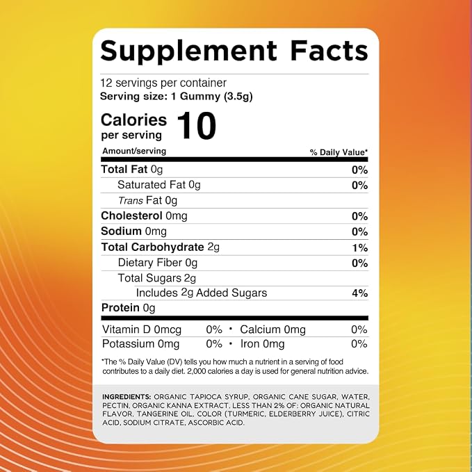 Youphoria Kanna Gummies, 600mg Vegan Botanical Supplement for Mood Support, 12 Count (Pineapple & Tangerine)