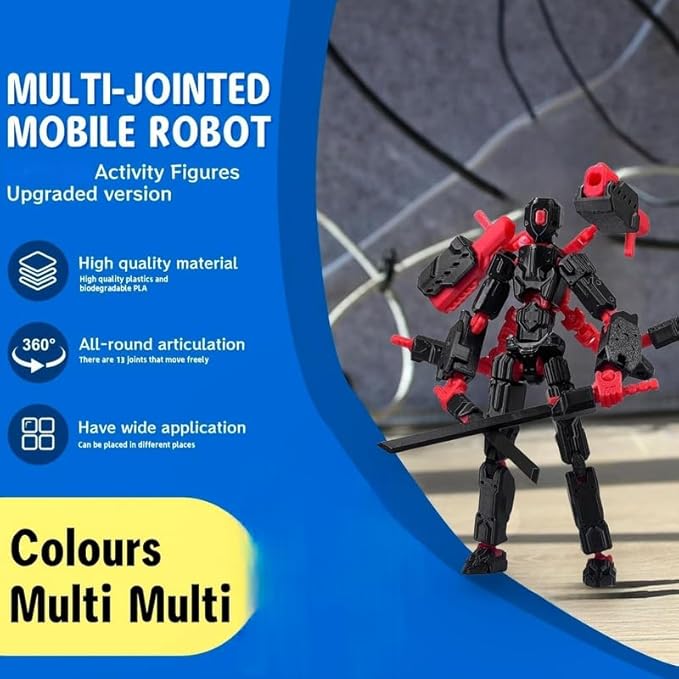 T13 Action Figures Helix Robot 8 Inch, Assembly Completed T 13,3D Printed Robo 13 - The Premium Action Figures for Sci-Fi Enthusiasts (Black Red)