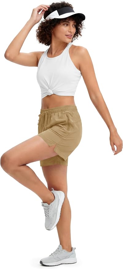 MAGCOMSEN Women's 5" Hiking Shorts UPF 50+ Quick Dry Lightweight Athletic Running Golf Summer Casual Shorts with Pockets