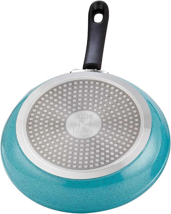 Cook N Home Professional 8/9.5/11 Inch Nonstick Frying Pan Set, Kitchen Cooking Skillets Saute Fry Pan, Induction Compatible, 3-Piece, Turquoise