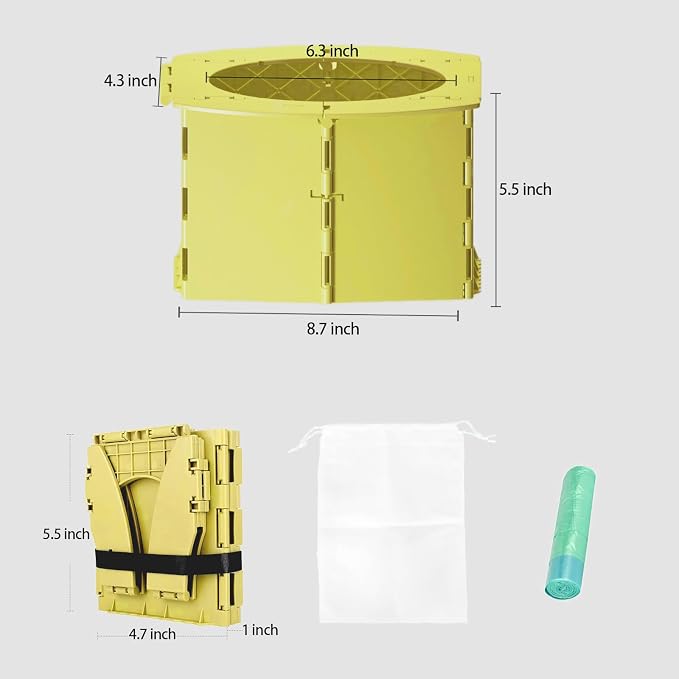 Portable Potty Seat for Toddler Foldable Travel Potty Training Toilet Seat with Cleaning Bags Reusable for Outdoor Camping, Travel, Kids Toddler Travel Potty Seat (Yellow)